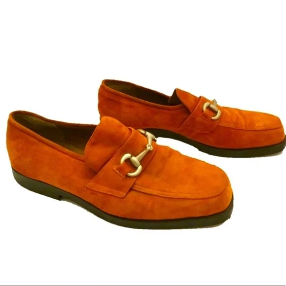 Giorgio Brutini Rust/Orange Suede Loafers with Silver hardware 12 - Picture 2 of 6